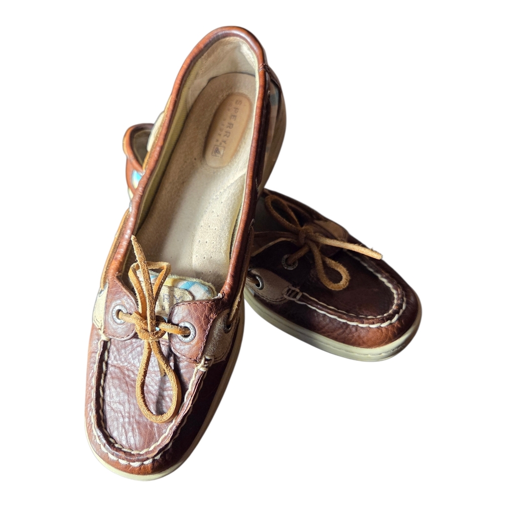 Sperry Brown Leather Loafers with Tan Accents